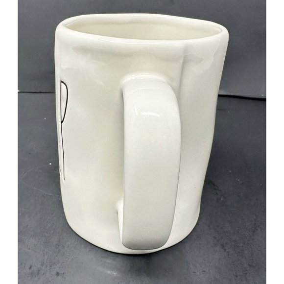 Early RAE DUNN Magenta Big M Stamp GULP Coffee Cup Mug LL Long Letter Font HTF - Picture 2 of 7